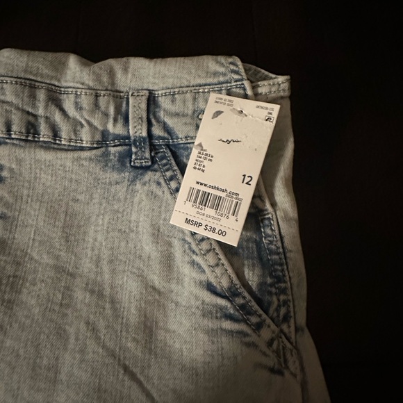 *NEW W/Tag Girls OshKosh Light Fade Blue Jeans Denim Overalls Jumper Dress - Picture 2 of 5